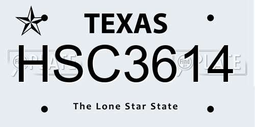 HSC3614 Texas License Plate
