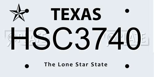 HSC3740 Texas License Plate