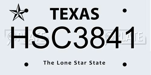 HSC3841 Texas License Plate