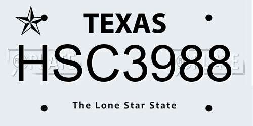 HSC3988 Texas License Plate