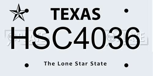 HSC4036 Texas License Plate