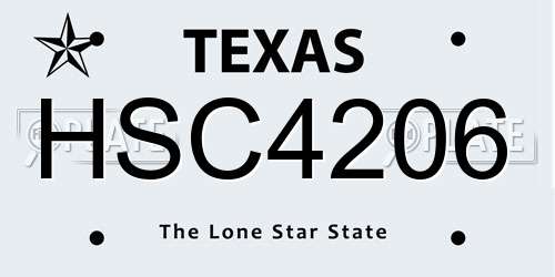 HSC4206 Texas License Plate