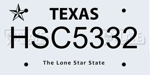 HSC5332 Texas License Plate