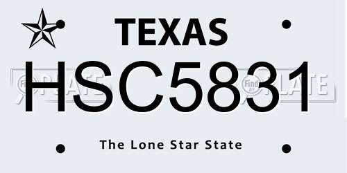 HSC5831 Texas License Plate