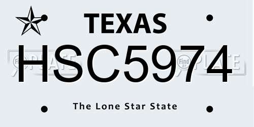 HSC5974 Texas License Plate