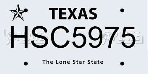 HSC5975 Texas License Plate