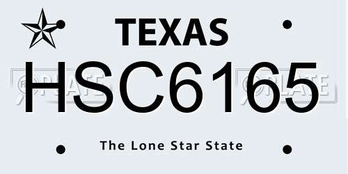 HSC6165 Texas License Plate