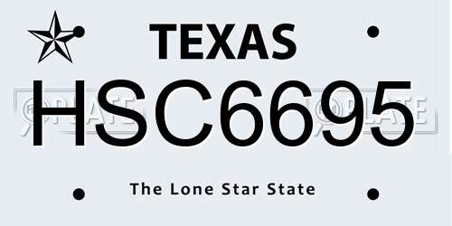 HSC6695 Texas License Plate