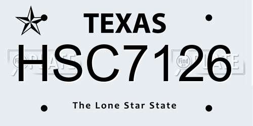 HSC7126 Texas License Plate