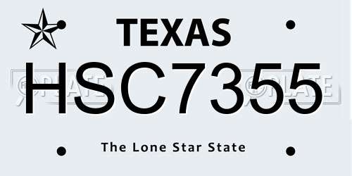 HSC7355 Texas License Plate