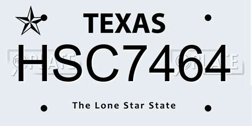 HSC7464 Texas License Plate