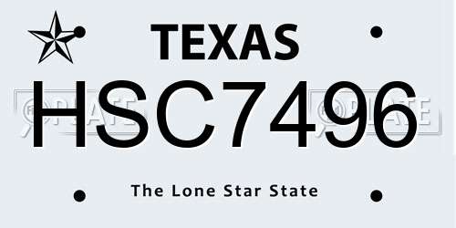 HSC7496 Texas License Plate