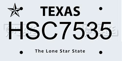 HSC7535 Texas License Plate