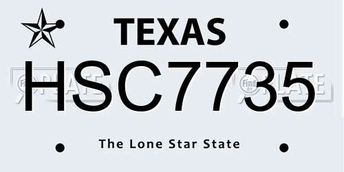 HSC7735 Texas License Plate