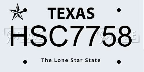 HSC7758 Texas License Plate