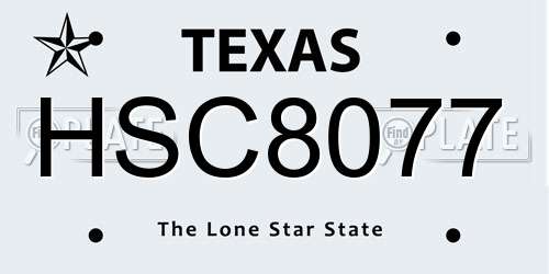 HSC8077 Texas License Plate