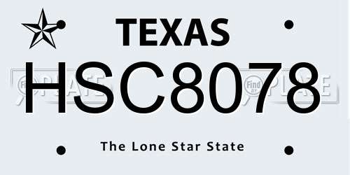 HSC8078 Texas License Plate
