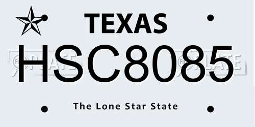 HSC8085 Texas License Plate
