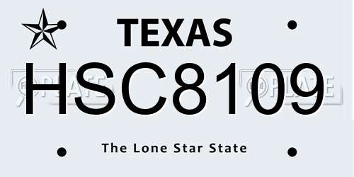 HSC8109 Texas License Plate