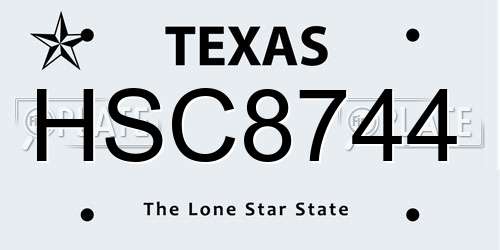 HSC8744 Texas License Plate