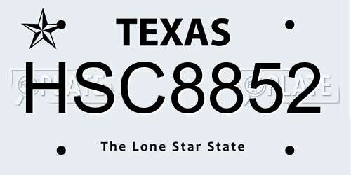 HSC8852 Texas License Plate