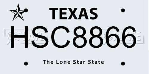 HSC8866 Texas License Plate