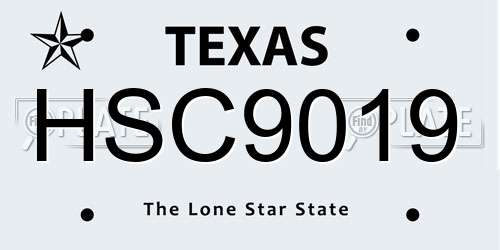 HSC9019 Texas License Plate