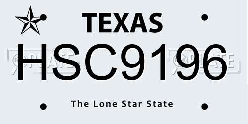 HSC9196 Texas License Plate