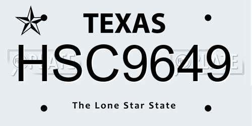 HSC9649 Texas License Plate