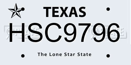 HSC9796 Texas License Plate