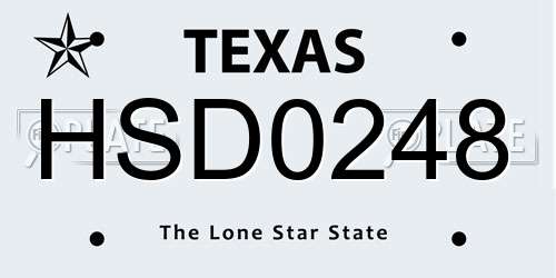 HSD0248 Texas License Plate