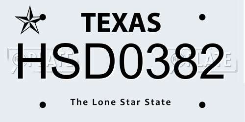 HSD0382 Texas License Plate