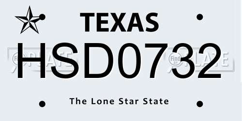 HSD0732 Texas License Plate