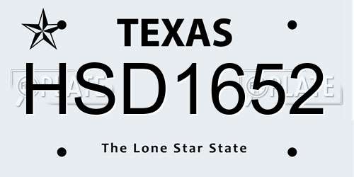 HSD1652 Texas License Plate