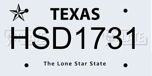 HSD1731 Texas License Plate