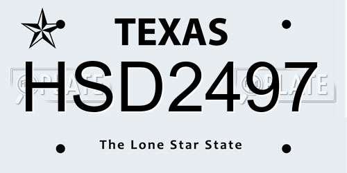 HSD2497 Texas License Plate