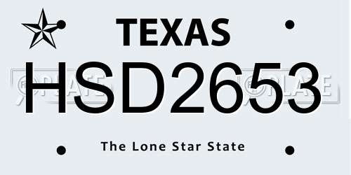 HSD2653 Texas License Plate
