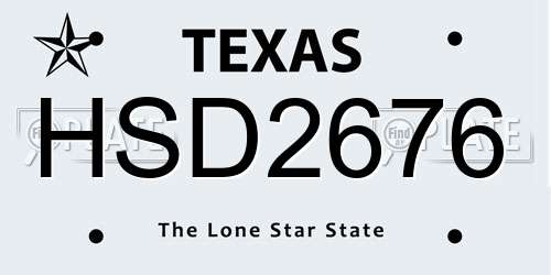 HSD2676 Texas License Plate