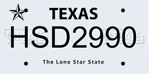 HSD2990 Texas License Plate