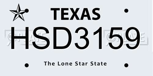 HSD3159 Texas License Plate