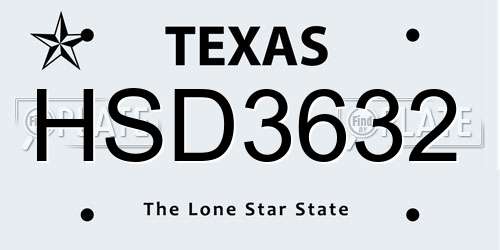 HSD3632 Texas License Plate