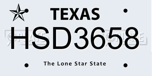 HSD3658 Texas License Plate