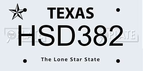 HSD382 Texas License Plate