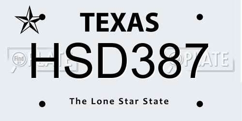 HSD387 Texas License Plate