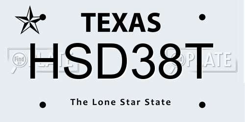 HSD38T Texas License Plate