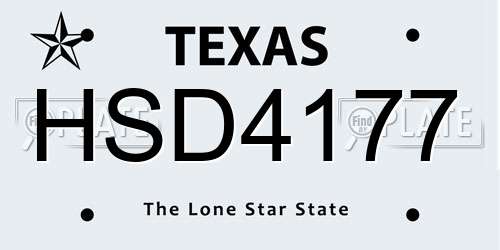 HSD4177 Texas License Plate