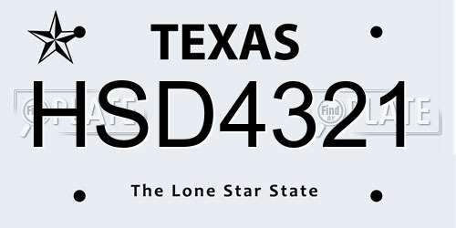 HSD4321 Texas License Plate
