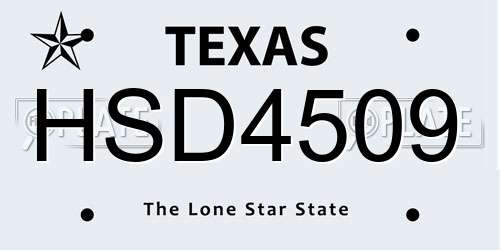 HSD4509 Texas License Plate
