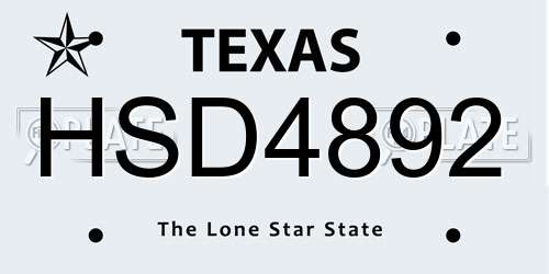 HSD4892 Texas License Plate