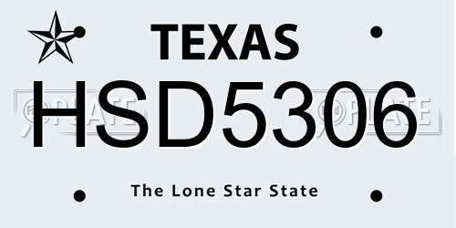 HSD5306 Texas License Plate
